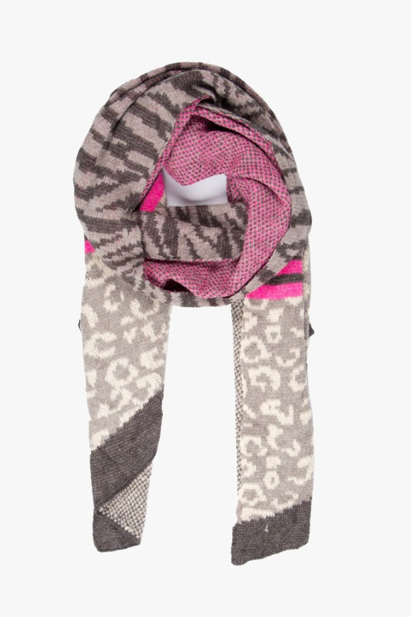 Mara Leopard & Striped Scarf