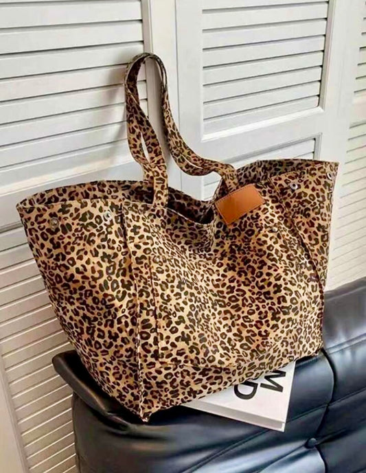 Large Leopard Canvas Tote Bag…