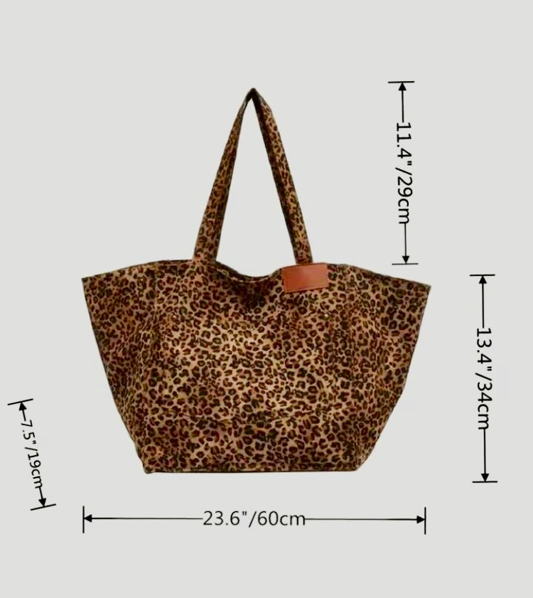 Large Leopard Canvas Tote Bag…